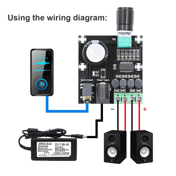 DC8-24V Dual Channels Audio PAM8610 Digital Power Audio Amplifier Board for 15W Loudspeaker