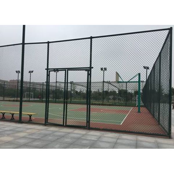 Carbon Steel Galvanized Chain Link Mesh Fence Diamond Pattern With Metal Round Post