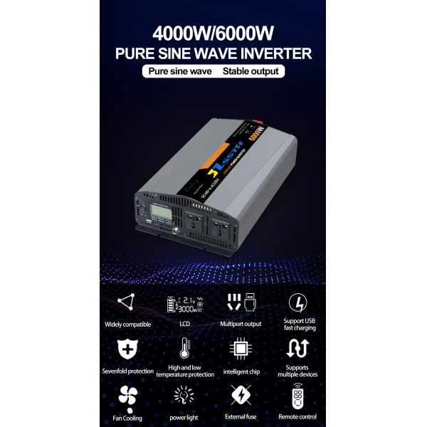 Off Grid Pure Sine Wave Power Inverter 3KW Customized Socket 50Hz 60Hz