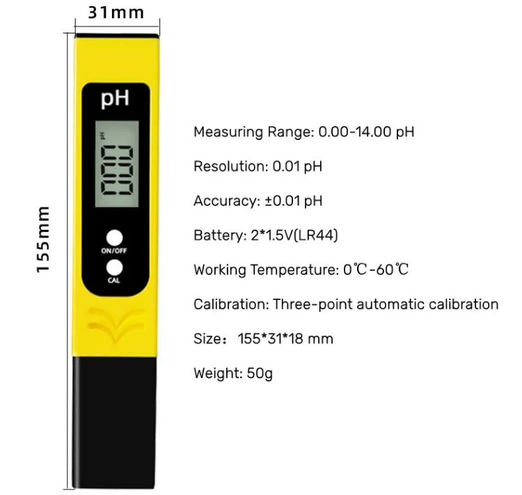 Power Supply 2*1.5V LR Button Battery PH Meter High Precision Water Tester for Lab