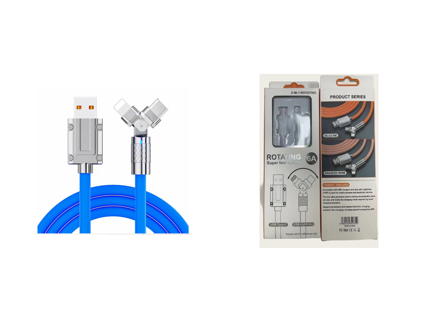 ETEK 4-Core Fast Charging USB Cable,1M, Pure Copper, TPE+Zinc Alloy, 7 Colors, with LED Indicator