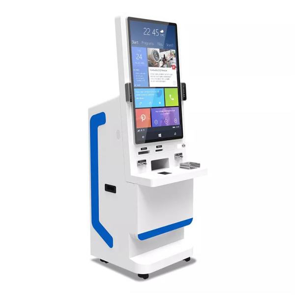 Cheap 32" Screen Self Service Payment Kiosk Attendance Face Recognition Terminal With Temp Measurement System for sale