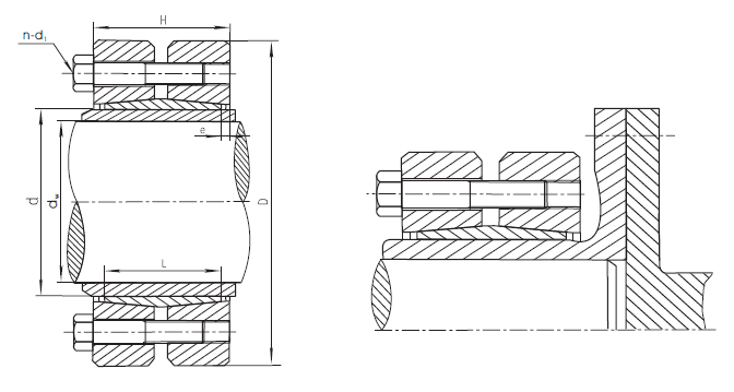 Black 130kN.M 370mm Outder Diameter Tapered Shaft Lock Devices