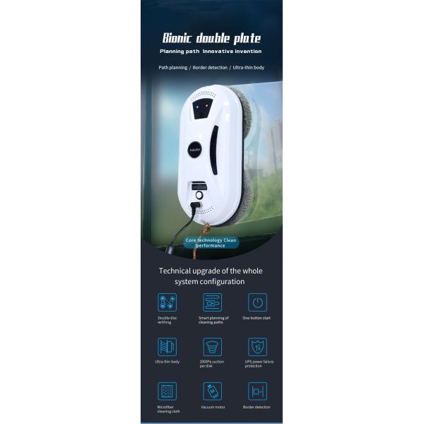 2800Pa Suction High Building Window Cleaning Robot with 80W Power and Remote Control