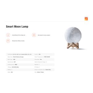 Smart Wi-Fi RGBCW Moon Lamp