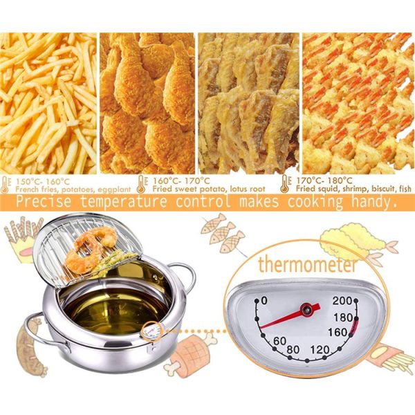 Custom Deep Frying Pots Restaurant Kitchen Fryer Pot Round Body Designed