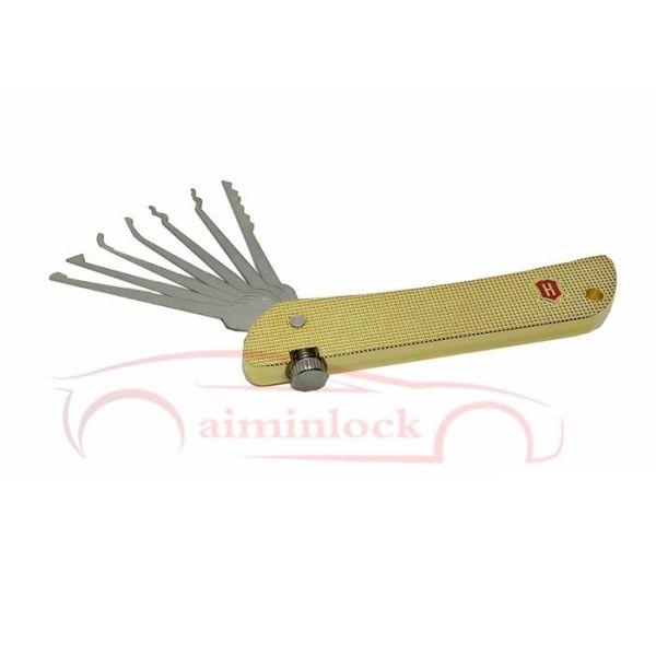 Foldable 7 In 1 Lock Picking Set Locksmith Tools Haoshi Fold Locksmith Tools (Yellow）