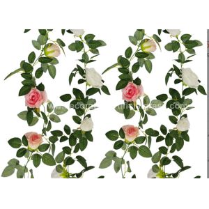 China 17FT Artificial Rose Vine Fake Hanging Flower Vines OEM ODM on sale