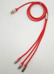 1.2 M 3 in1 Multi-Function Durable TPE Micro USB Type C charging Cable Cord For