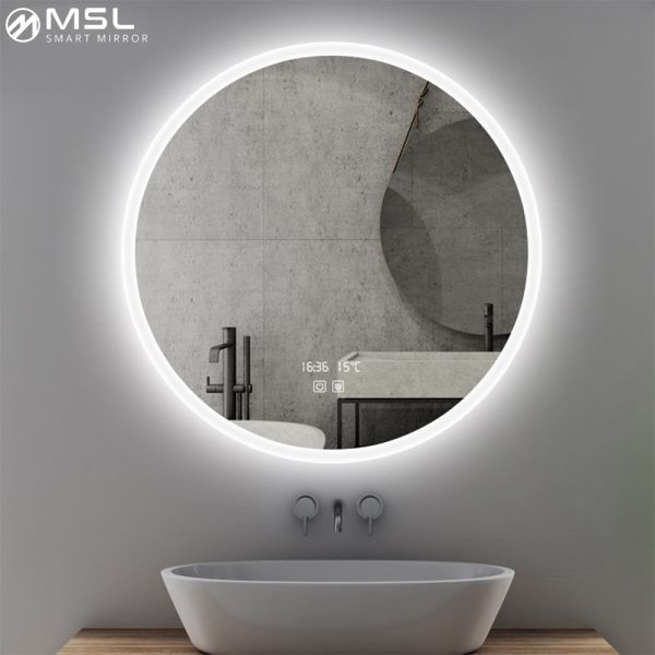 Magnifying Round Backlit Bathroom Mirror 5mm Beauty Salon Mirror With Lights