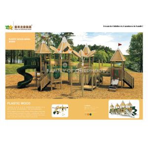 Climbing Net Wooden Playset With Slide , Small Wooden Slide Commercial Colorful