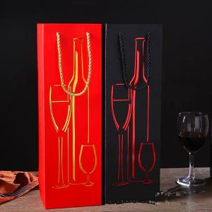 Best Coated Paper Wine Bottle Gift Bags , Varnish Coating Single Wine Bag wholesale