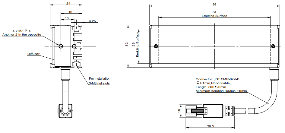 84mm Emitting Diameter 1channel Machine Vision Bar Lights Easy For Mounting