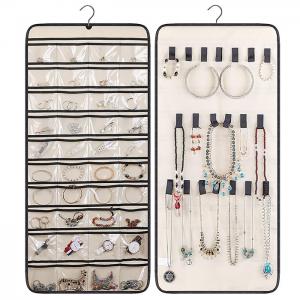 China 40 Pocket wall hanging jewelry organizer 20 Hook Loops Closet Necklace Holder on sale