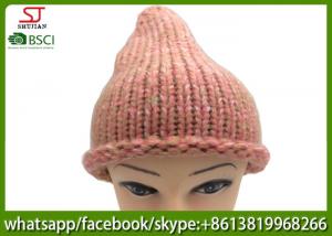 Best Chinese manufactuer winter knitting hat  cap with brim beanie 100g 23*27cm 100%Acrylic keep warm wholesale