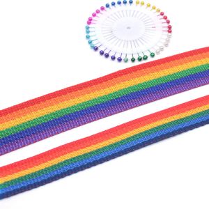 Colourful Polyester Rainbow Webbing Trim For Pet Leash