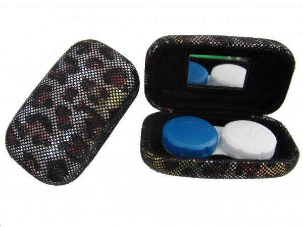 Cheap Hard Creative Travel Contact Case With Cool Leopard Pattern Customized Logo for sale
