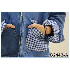 403gsm Lattice Double Layer Dobby Denim Fabric Denim Jacket Material