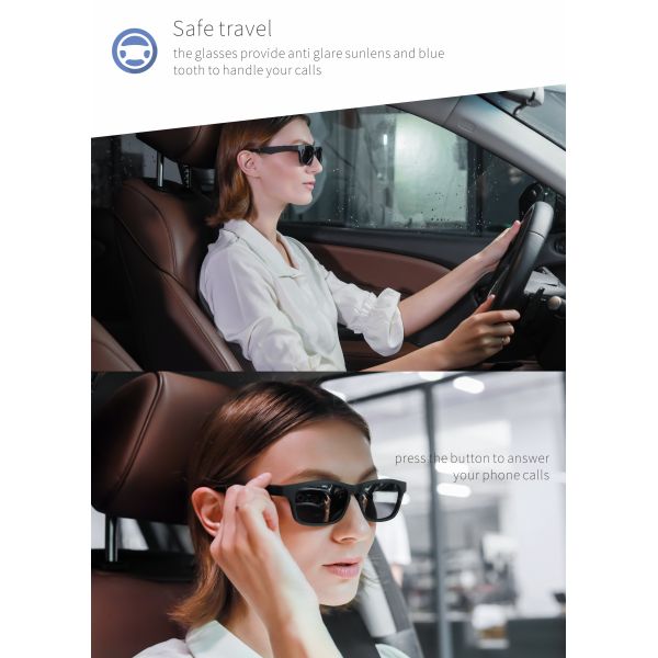 Video Sun Google Smart Glasses BT 5.0 Music Wireless Calling Bluetooth Waterproof