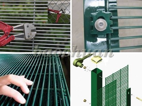 Green / Black Metal 358 Security Fence Powder Coated With Posts And Hardware