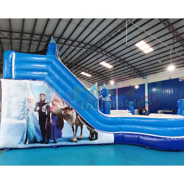 Frozen Double Jumping Bouncer Inflatable Water Slide With Pool