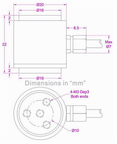 Push Load Cell 500N Press Force Transducer 1kN Push Force measurement 2kN