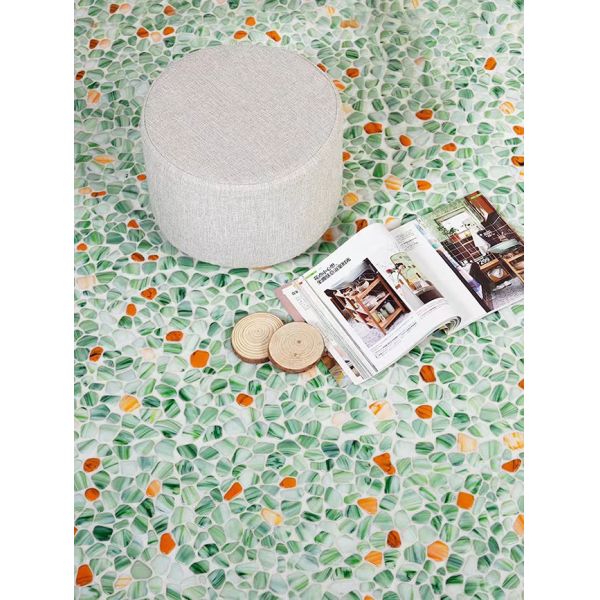 Cobble Pebble Shaped Glass Mosaic Tiles Glossy Mosaic Kitchen Wall Pebble Mosaic