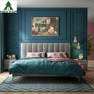Best Custom Size Wooden Double Bed Queen Platform King Size Fabric Bed Hotel Bedroom Furniture wholesale
