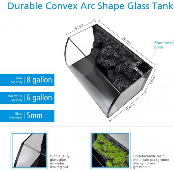 Durable Glass 8 Gallon Freshwater Fish Tank