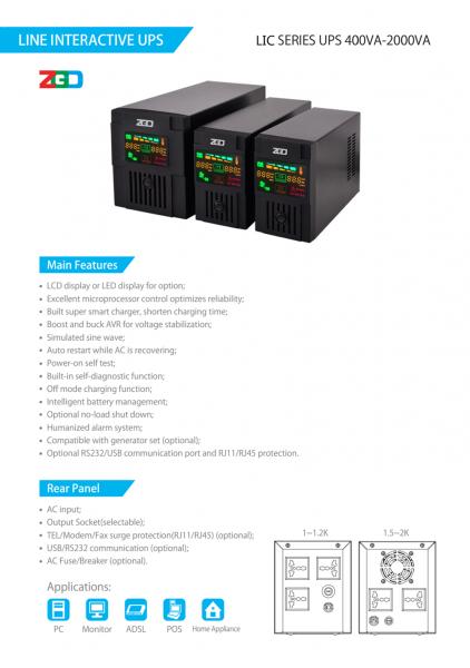 450VA-2000VA Line Interactive Offline Uninterruptible Power Supply Home Router UPS