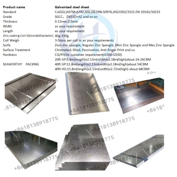 Regular Spangle GI sheet 0.12mm-2.0mm Thickness For manufacture Approved by ASTM, JIS, IOS