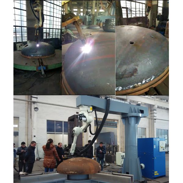 Automatic Robotic Cutting System Station For Steel Dish Ends With Plasma Flame