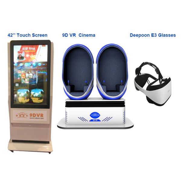White Blue Color Virtual Reality Simulator Coin Operated / 9D Egg Chair