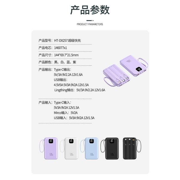 Durable 4 In1 Built In Cables 10000mAh Power Bank with Universal Socket Standard