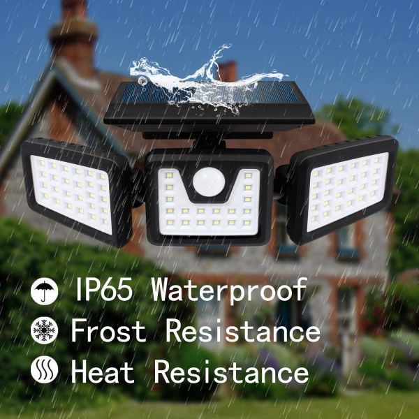 72LED IP65 3 Head Solar Security Light With Motion Sensor 360 Degree