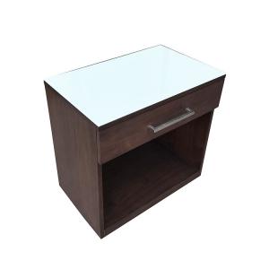 Best White Back Painted Hotel Bedside Tables Tempered Glass Top One Drawer wholesale