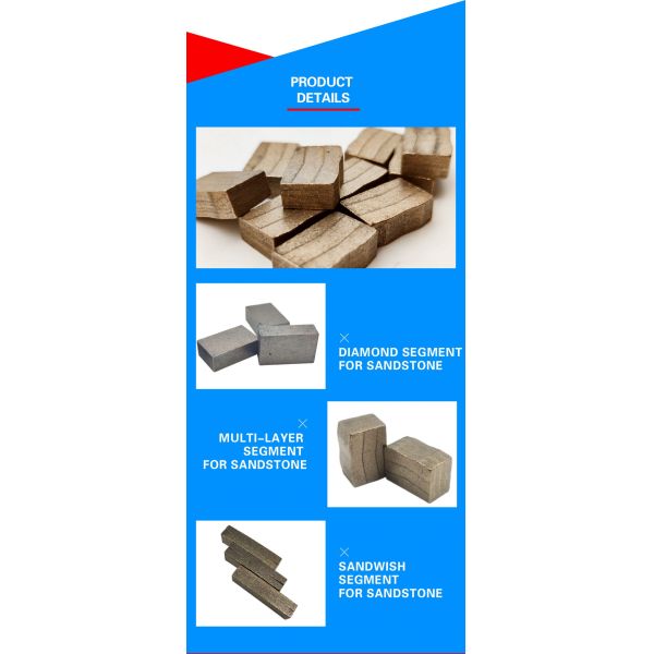 Linsing Sandstone Stone Cutting Tools Segment Tips Cutter Blade Segment 40*5*15mm