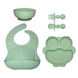 China MHC Baby Silicone Feeding Plates 6 Pcs Sets Nontoxic Baby Tableware Food Tray Dishes on sale