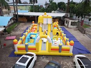 China Yellow Duck With Big Slides And Bouncy Jumping Inflatable Castle on sale