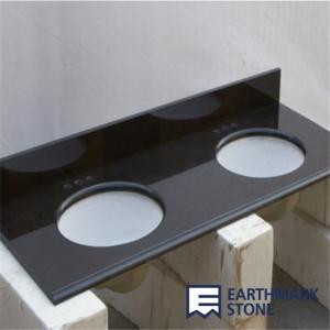 Best Absolute Black Granite Bathroom Vanity Top with Double Sinks wholesale