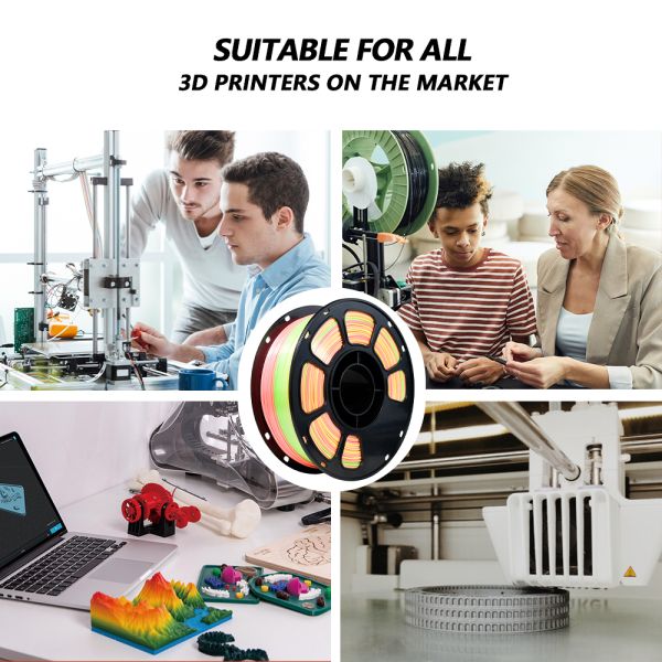 PLA+ Silk 3D Printer Filament 1.75mm Red Orange Green 1kg