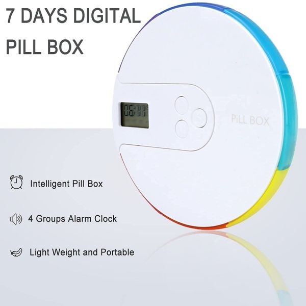 New Design Dispenser Electronic Smart Box Portable Travel Small Pill Container with 4 Groups Alarm Reminders