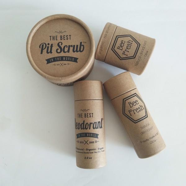Biodegradable Cylinder Box Packaging Deodorant / Lipstick / Lip Balm Container
