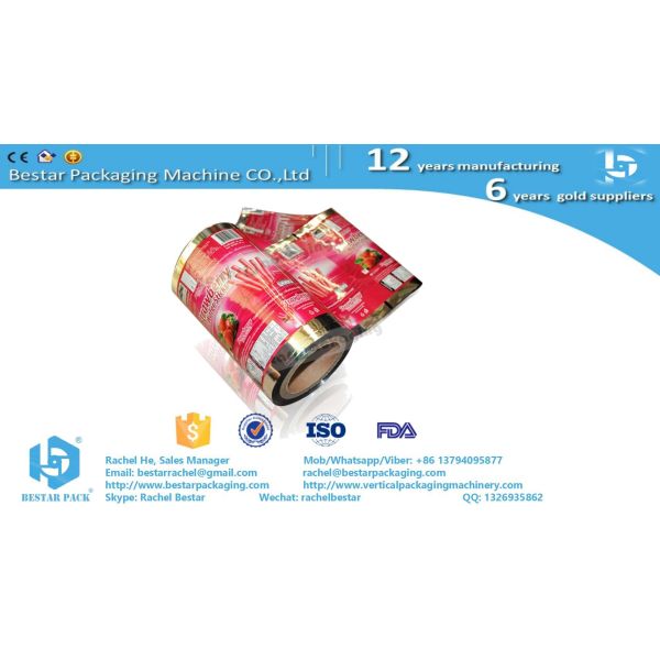 PET/PE laminated plastic foil for snack packaging with Bestar weighing packaging machine