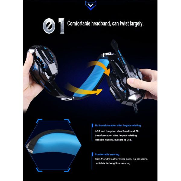 Bass Surround 2.2kohm G9000 USB Gaming Headset with LED Light