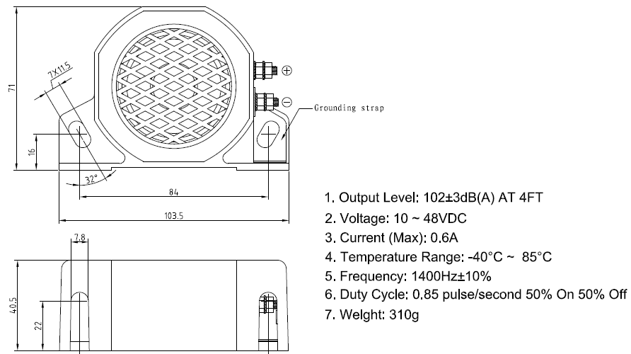Waterproof Heavy Duty White Noise Back Up Alarms Super Loud Beeper Tone 102dB