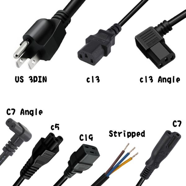 3 Pin Plug IEC C5 Power Cord Usa Nema5-15p Ac 18awg Multipurpose