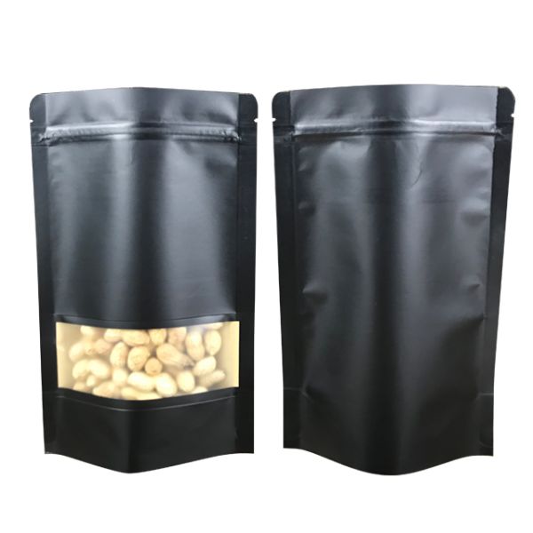 100g 250g 500g Color Optional Food Packing Stand Up Pouch With Window Ziplock For Snack Nuts Custom Print Logo Paper Kraft Bag