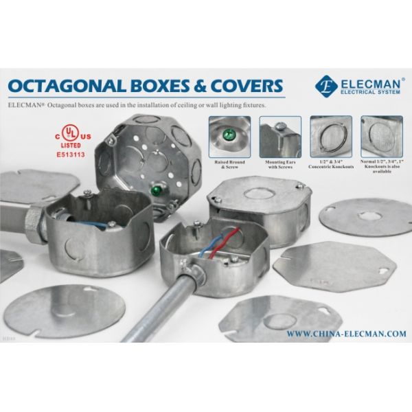 4inch Galvanized Steel Octagonal Metallic Outlet Boxes For Lighting Fixtures