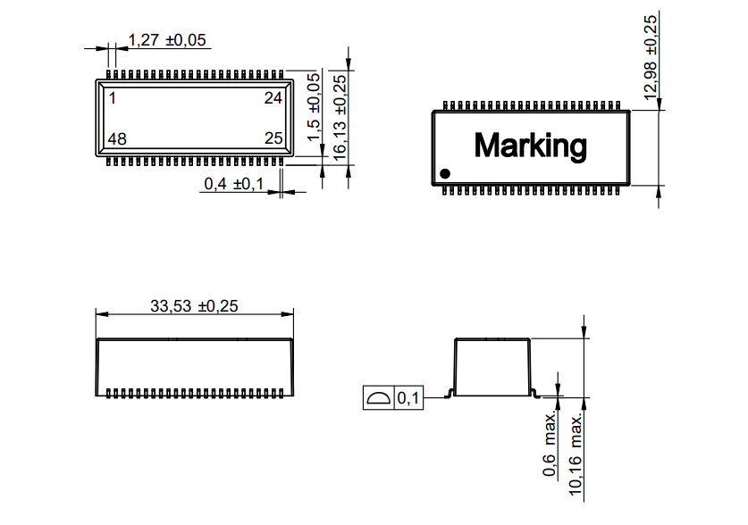 7490240141 LAN Transformer Dimensions